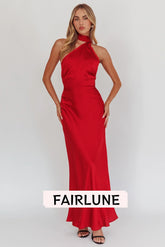 Adora One-Shoulder Maxi Dress Red
