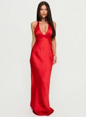 Odyssa Halter Maxi Dress Red