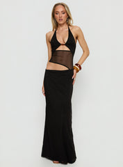 Dyanna Halter Mesh Maxi Dress Black