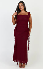 Ruffle Strap Dress in Wine