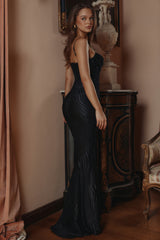 Nalani-Black Devoré Satin Maxi Gown - Limited Edition