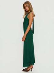 Luannie Halter Scarf Tie Maxi Dress Emerald