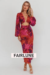 Aurora Dreams Cut-Out Waist Midi Dress Dark Rose