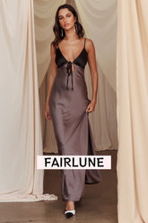 Bayleigh Low Bow Tie Back Dress Charcoal