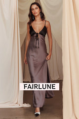 Bayleigh Low Bow Tie Back Dress Charcoal