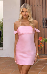 Silvia Pink Satin Mini Dress