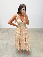Fiore Tie Ruffle Midaxi Dress - Ditsy Floral