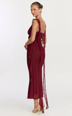 Ruffle Strap Dress in Wine