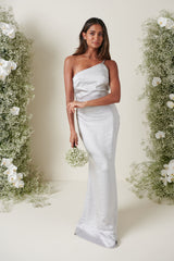 Amelia Maxi Bridesmaid Dress - Matte Silver
