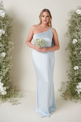 Amelia Tie Maxi Bridesmaid Dress - Matte Ice Blue