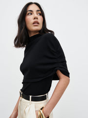 Adhara Knitted Poncho Top - Black