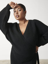 Aidan Cosy Wrap Dress Curve - Black