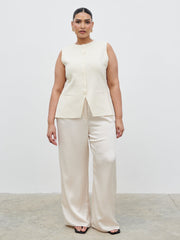 Alba Knit Longline Waistcoat Curve - Cream