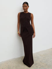 Alba Knit Maxi Skirt - Chocolate