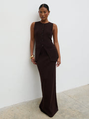 Alba Knit Waistcoat - Chocolate