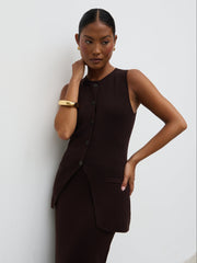 Alba Knit Waistcoat - Chocolate