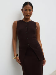 Alba Knit Waistcoat - Chocolate