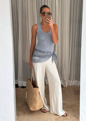 Ali Scoop Neck Knit Top - Blue