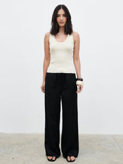 Ali Scoop Neck Knit Top - Oyster