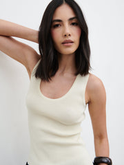 Ali Scoop Neck Knit Top - Oyster