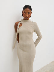 Allegra Sparkle Knit Maxi Dress - Champagne Sparkle