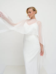 Almada Draped Organza Cape - Ivory