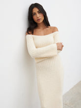 Alora Fluffy Knit Midaxi Dress - Cream