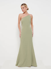 Amelia Crepe Maxi Bridesmaid Dress - Olive