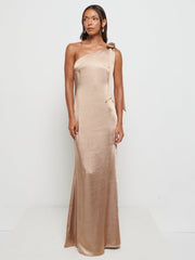 Amelia Tie Maxi Bridesmaid Dress - Matte Mocha