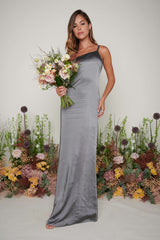 Amelia Maxi Bridesmaid Dress - Matte Slate Grey