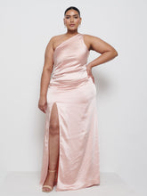 Amelia Ruched Maxi Bridesmaid Dress Curve - Blush