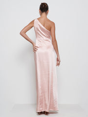 Amelia Ruched Maxi Bridesmaid Dress - Matte True Blush