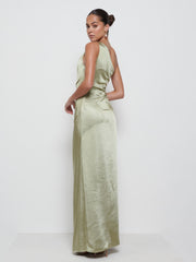 Amelia Ruched Maxi Bridesmaid Dress - Matte Olive