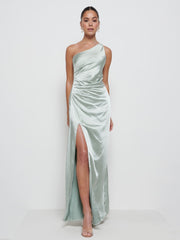 Amelia Ruched Maxi Bridesmaid Dress - Matte Sage
