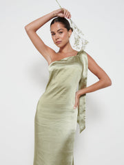Amelia Tie Maxi Bridesmaids Dress - Matte Olive
