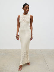 Amiri Crotchet Knit Midaxi Dress - Cream