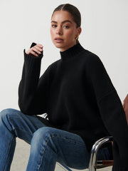 Amory Grown Neck Knit Jumper - Black
