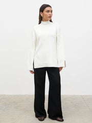 Amory Grown Neck Knit Jumper - Cream Marl