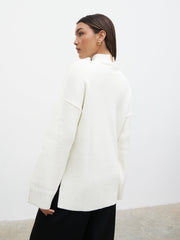 Amory Grown Neck Knit Jumper - Cream Marl