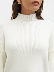 Amory Grown Neck Knit Jumper - Cream Marl