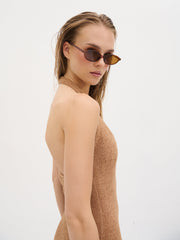 Amoura Knit Trim Detail Midaxi Dress - Deep Tan