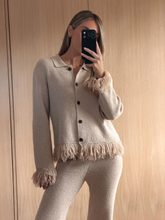 Analeia Fringe Knit Cardigan - Beige