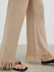 Analeia Fringe Knit Trousers - Beige