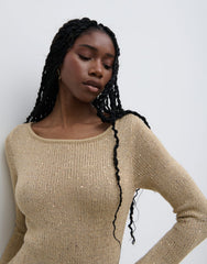 Anastasia Sequin Maxi Knit Dress - Gold