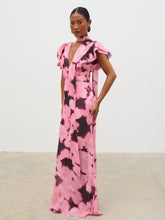 Andi V-Neck Frill Maxi Dress - Blush Watercolour Floral