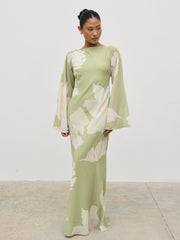 Primrose Kimono Sleeve Maxi Dress - Olive Floral