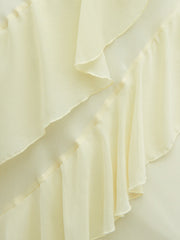 Aria Halterneck Ruffle Midaxi Dress Curve - Lemon