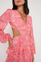 Ashton Cut Out Maxi Dress - Coral Swirl