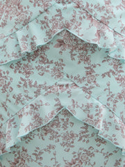 Aurelia Ruffle Maxi Dress Curve - Seaspray and Brown Floral