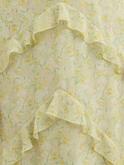 Aurelia Ruffle Maxi Dress - Lime Ditsy Floral